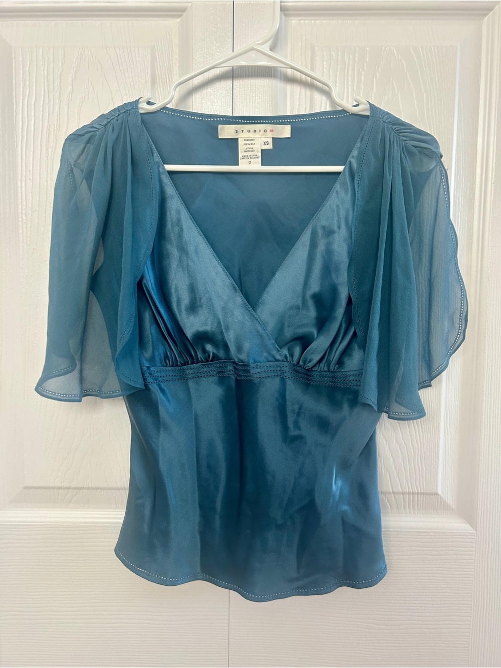 Vintage 100% Silk Sheer Flutter Sleeve Sleeveless Tank Top Blouse